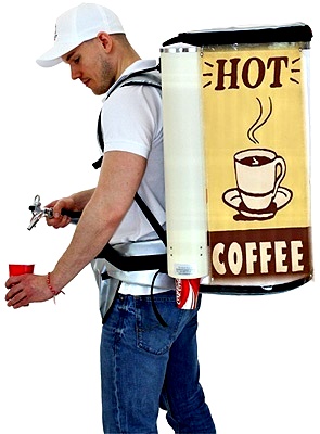 sac à dos pour boissons rempli de café