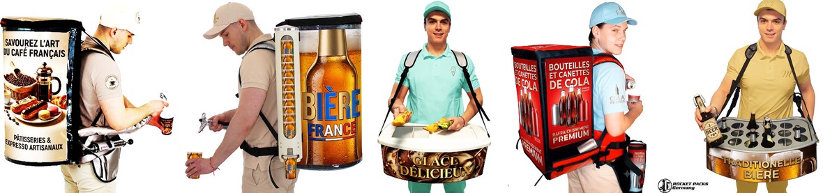 Sacs à dos distributeurs de boissons et équipements de vente ambulante Rocketpacks